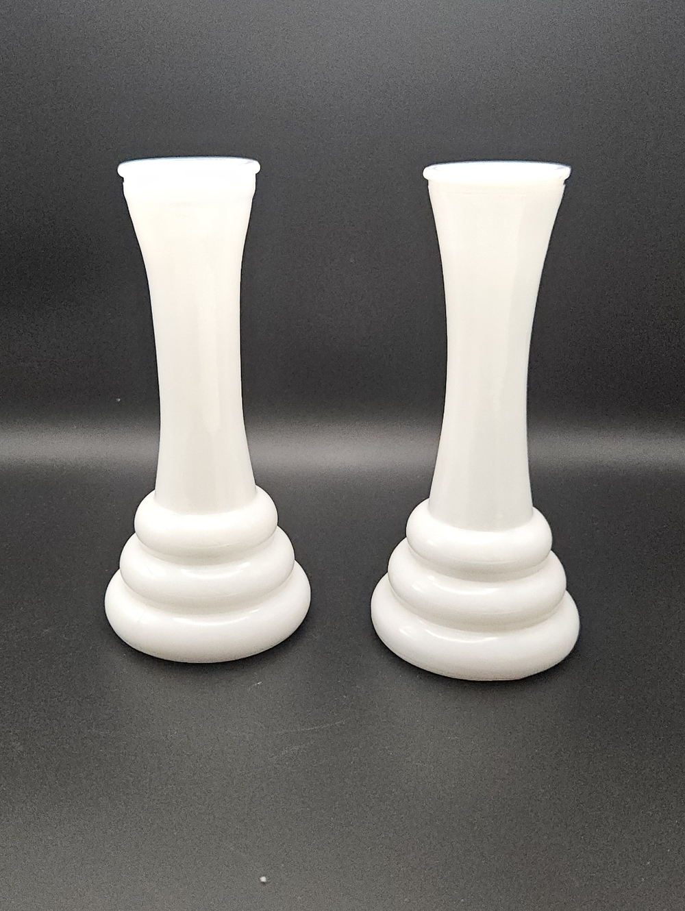 Vintage Randall Beehive Milkglass Vases, Set of Two